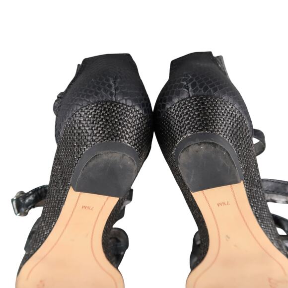 Sam Edelman Shoes Womens 7.5 Sandal Leather Caged Buckle Strappy Low Wedge Donna - Picture 10 of 12